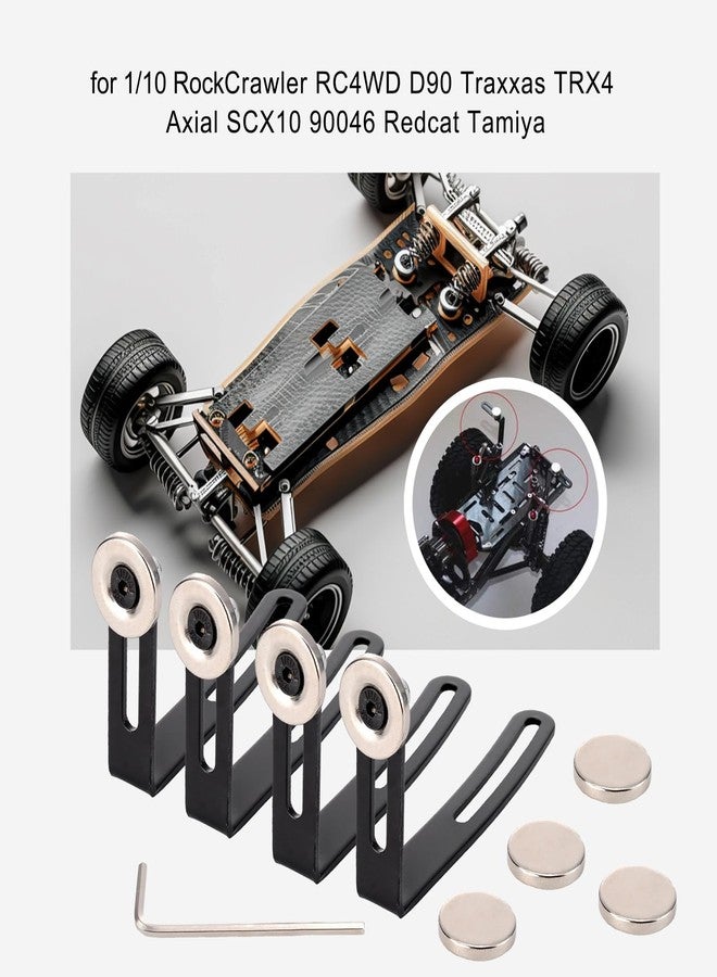 Rchobbytop Pack of 4 RC Car Body Shell Mount Magnetic Metal L-Bracket for 1/10 Rock Crawler RC4WD D90 Traxxas TRX4 Axial SCX10 90046 Redcat Tamiya - Image 3